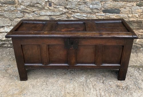 Small Early 18th Century Oak Panelled Coffer