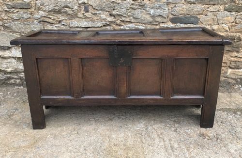fig 1. Small Early 18th Century Oak Panelled Coffer