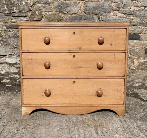 Small Victorian Stripped Pine Chest of Drawers