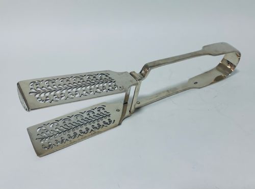 Antique Georgian Solid Silver Asparagus Servers Tongs