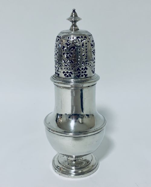 fig 1. Early 18th Century Solid Sterling Silver Sugar Caster by Thomas Bamford