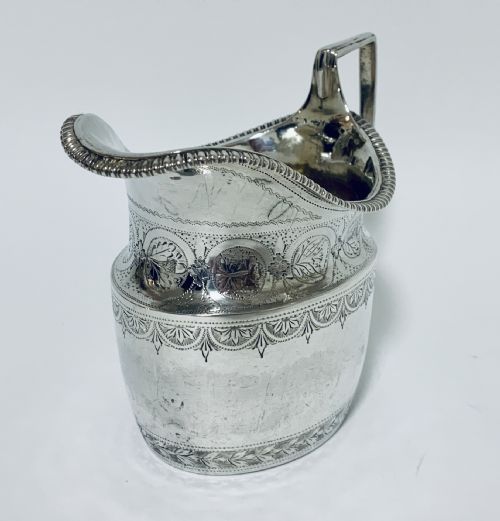 fig 1. Antique Georgian Solid Sterling Silver Milk or Cream Jug Chester 1801