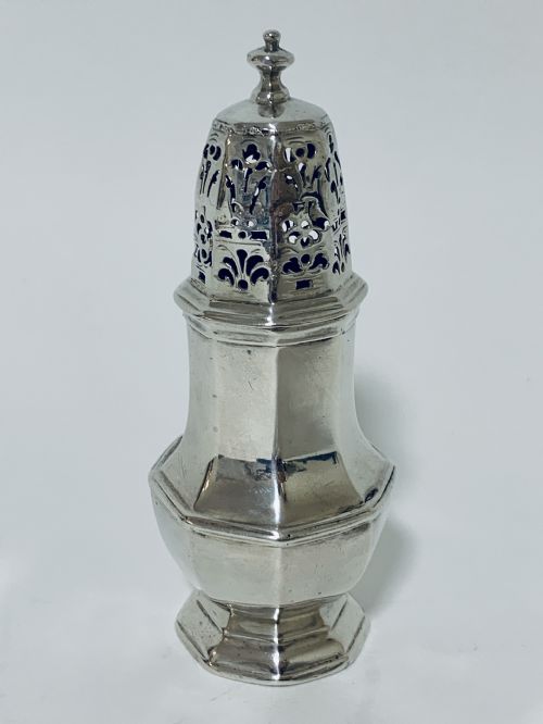 fig 1. 18th Century Solid Sterling Silver Sugar Caster Shaker by Thomas Bamford
