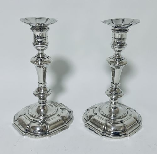 Pair of Antique Georgian 18th Century Solid Sterling Silver Candlesticks