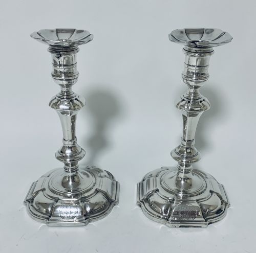 fig 1. Pair of Antique Georgian 18th Century Solid Sterling Silver Candlesticks