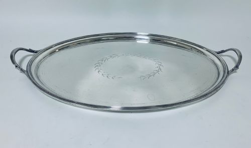 Antique Georgian 18th Century Solid Silver Twin Handled Tray