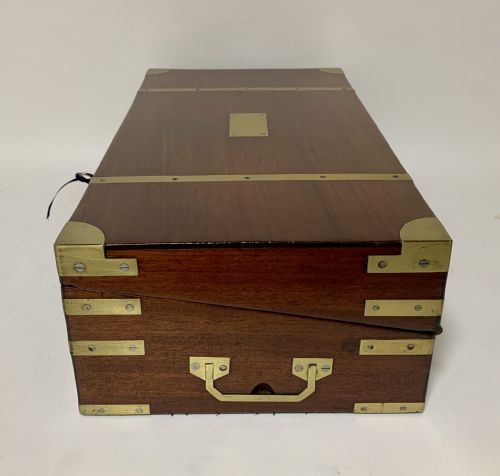 fig 2. Antique Victorian Mahogany Brass Bound Campaign Writing Slope Box