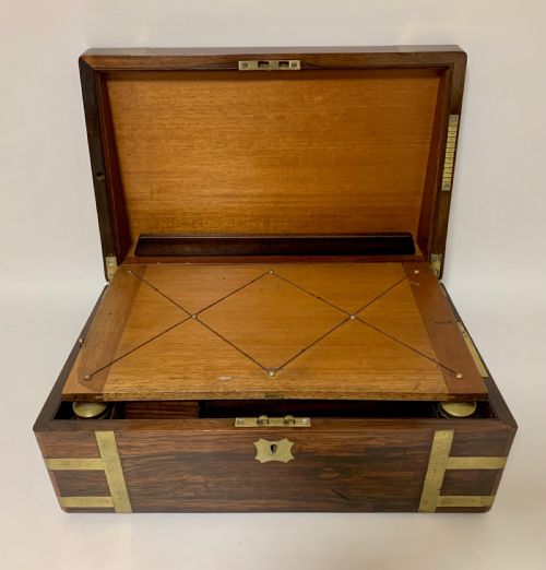 fig 1. Superb Antique Victorian Rosewood Brass Bound Writing Slope Box