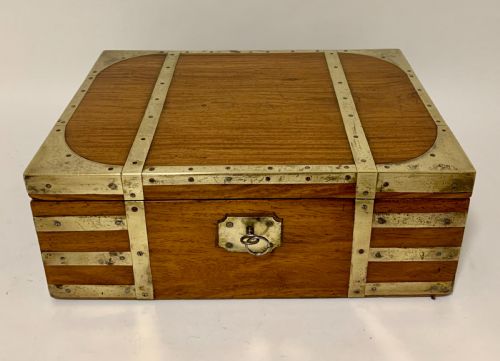 Antique Georgian Brass Bound Military Campaign Writing Slope Box