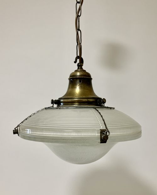 Original Holophane Flying Saucer Glass Pendant Light