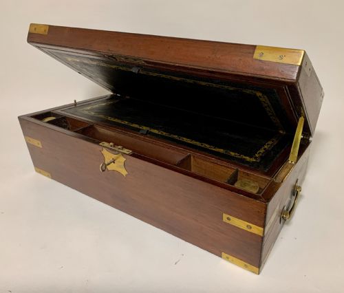 fig 1. Antique Victorian Mahogany Brass Bound Campaign Writing Slope Box