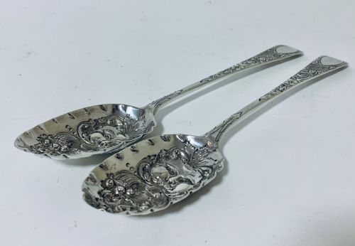 fig 1. Pair of Antique Regency Solid Silver Berry Spoons