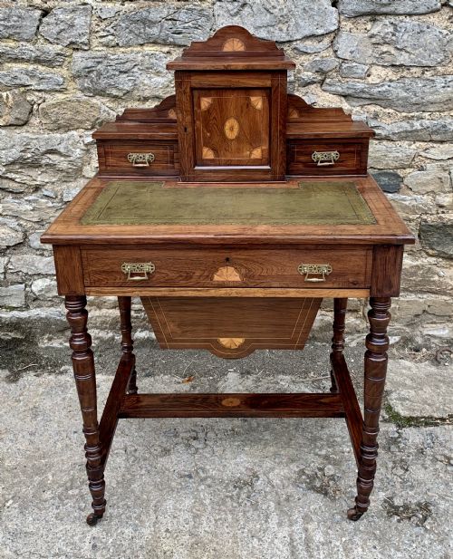 Antique Rosewood Inlaid Writing Desk