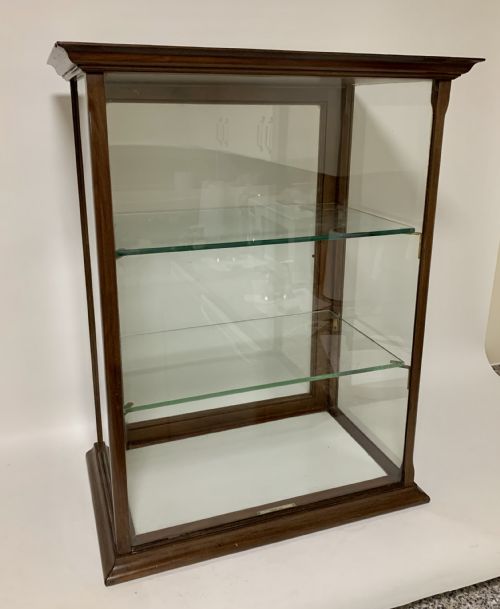 Antique Mahogany Glass Countertop Shop Display Cabinet