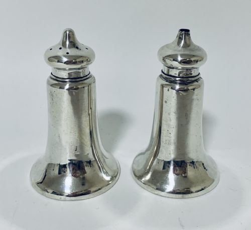 Pair of Antique Chester Silver Salt and Pepper Shakers