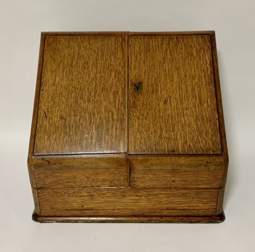 Antique Victorian Oak Desktop Stationery Cabinet