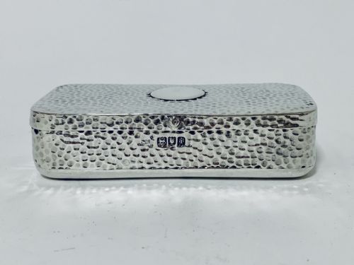 Antique Solid Silver Snuff Box Hammered Arts and Crafts Style