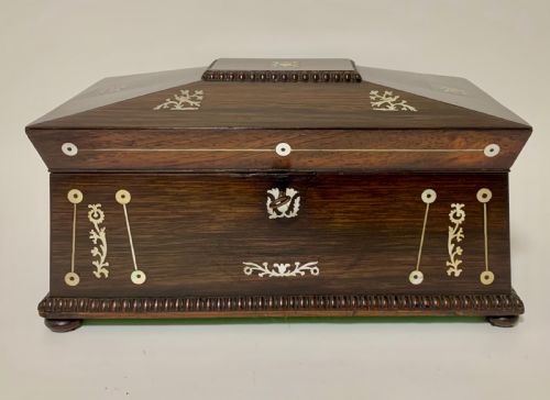 fig 1. Regency Rosewood Mother of Pearl Inlaid Tea Caddy