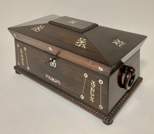 fig 2. Regency Rosewood Mother of Pearl Inlaid Tea Caddy