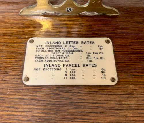 fig 1. Large Antique Brass Postal Letter Scales with Weights