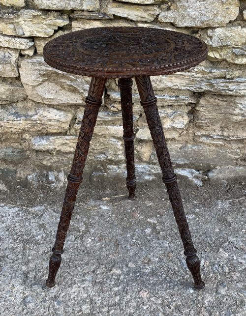 Small Antique Anglo Indian Carved Table