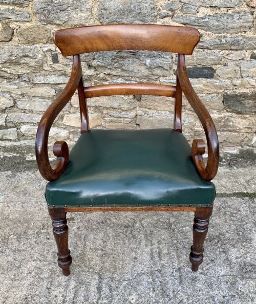 Regency Mahogany Scroll Arm Carver Chair