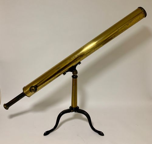 Antique Victorian Brass Library Telescope on Tripod