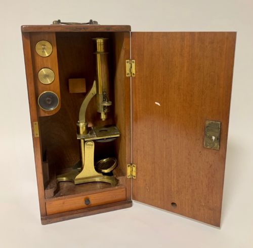 fig 1. Antique Victorian Microscope by Chadburn Bros