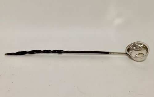 Antique Georgian Solid Silver Toddy Ladle with Shilling Coin