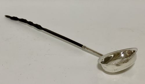 fig 1. Antique Georgian Solid Silver Toddy Ladle with Shilling Coin