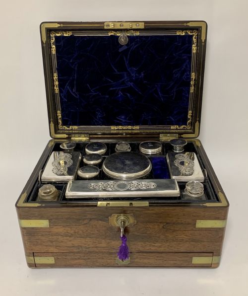 fig 1. Victorian Rosewood Sterling Silver Vanity Box