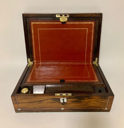 Victorian Rosewood Mother of Pearl Inlaid Writing Slope