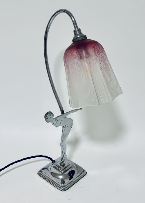 Art Deco Chrome Figural Table Lamp