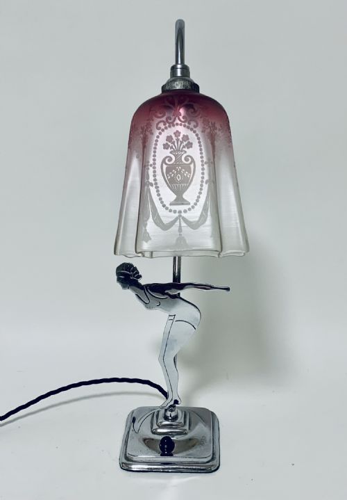 fig 1. Art Deco Chrome Figural Table Lamp