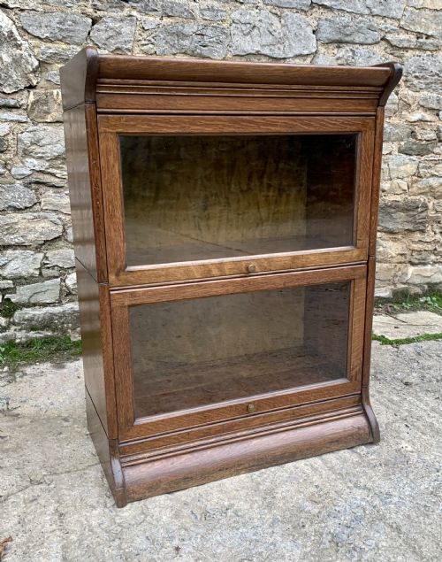 fig 1. Small Antique Globe Wernicke Stacking Oak Bookcase