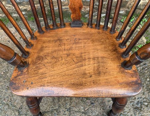 fig 1. Antique Windsor Chair with Crinoline Stretcher