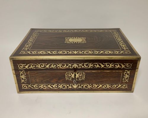 fig 1. Antique Rosewood Brass Inlaid Writing Slope Box