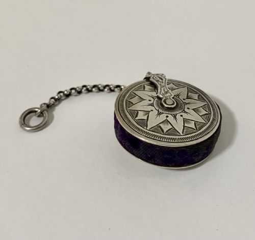 Antique Silver Wheel Pin Cushion Chatelaine