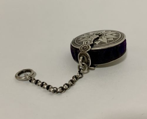 fig 1. Antique Silver Wheel Pin Cushion Chatelaine