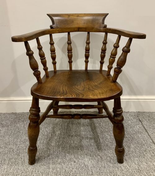 fig 1. Antique Elm Smokers Bow Captains Armchair