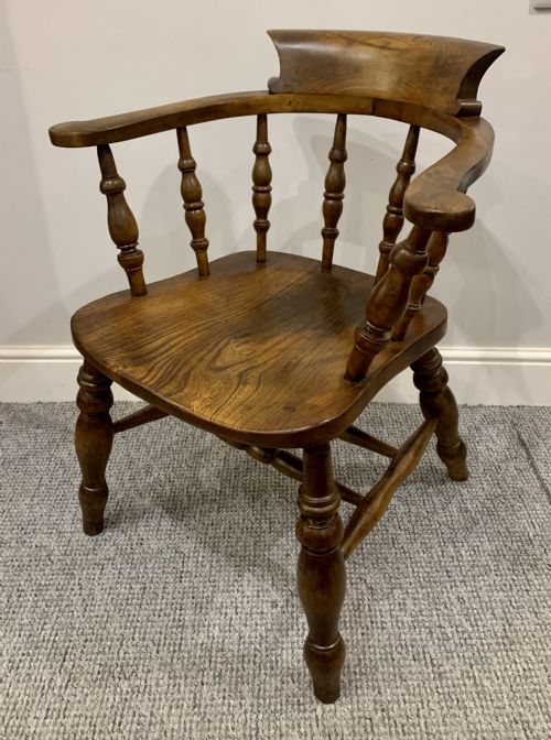fig 2. Antique Elm Smokers Bow Captains Armchair