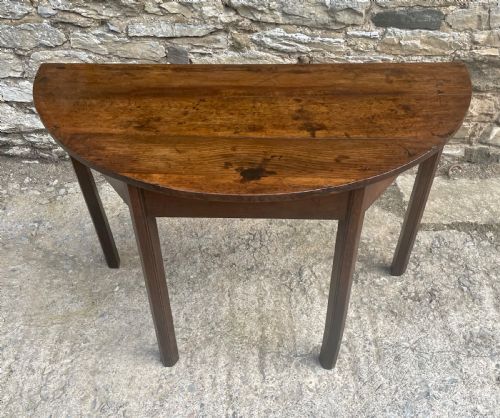 fig 1. Antique Georgian Oak Demi Lune Table