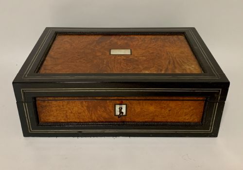 fig 1. Antique Ebony and Burr Wood Writing Slope