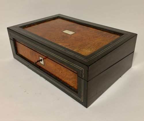 fig 2. Antique Ebony and Burr Wood Writing Slope