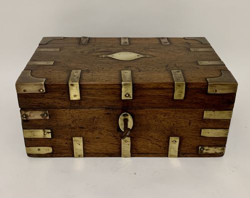 Antique Anglo Indian Brass Bound Military Document Box