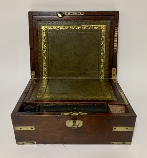 Antique Mahogany Campaign Writing Slope