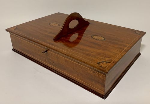 Antique Mahogany Inlaid Housekeepers Cutlery Box