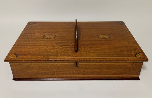 fig 1. Antique Mahogany Inlaid Housekeepers Cutlery Box
