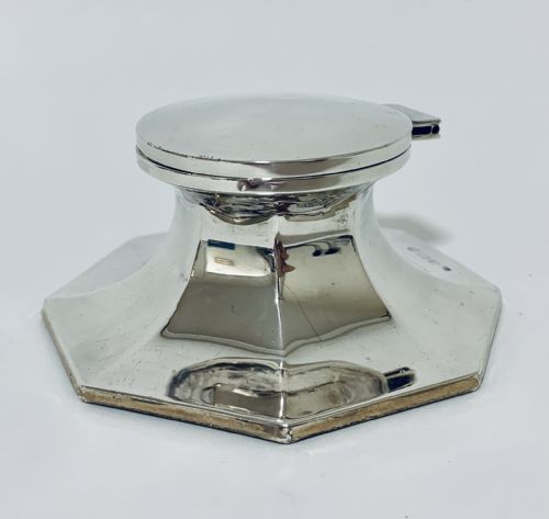 Antique Silver Capstan Inkwell