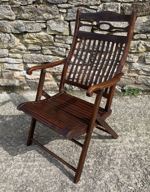 Antique Teak Folding Steamer Chair